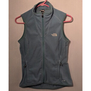 The North Face TKA 100 Fleece Vest Women’s Small Teal Full Zip Logo Pockets